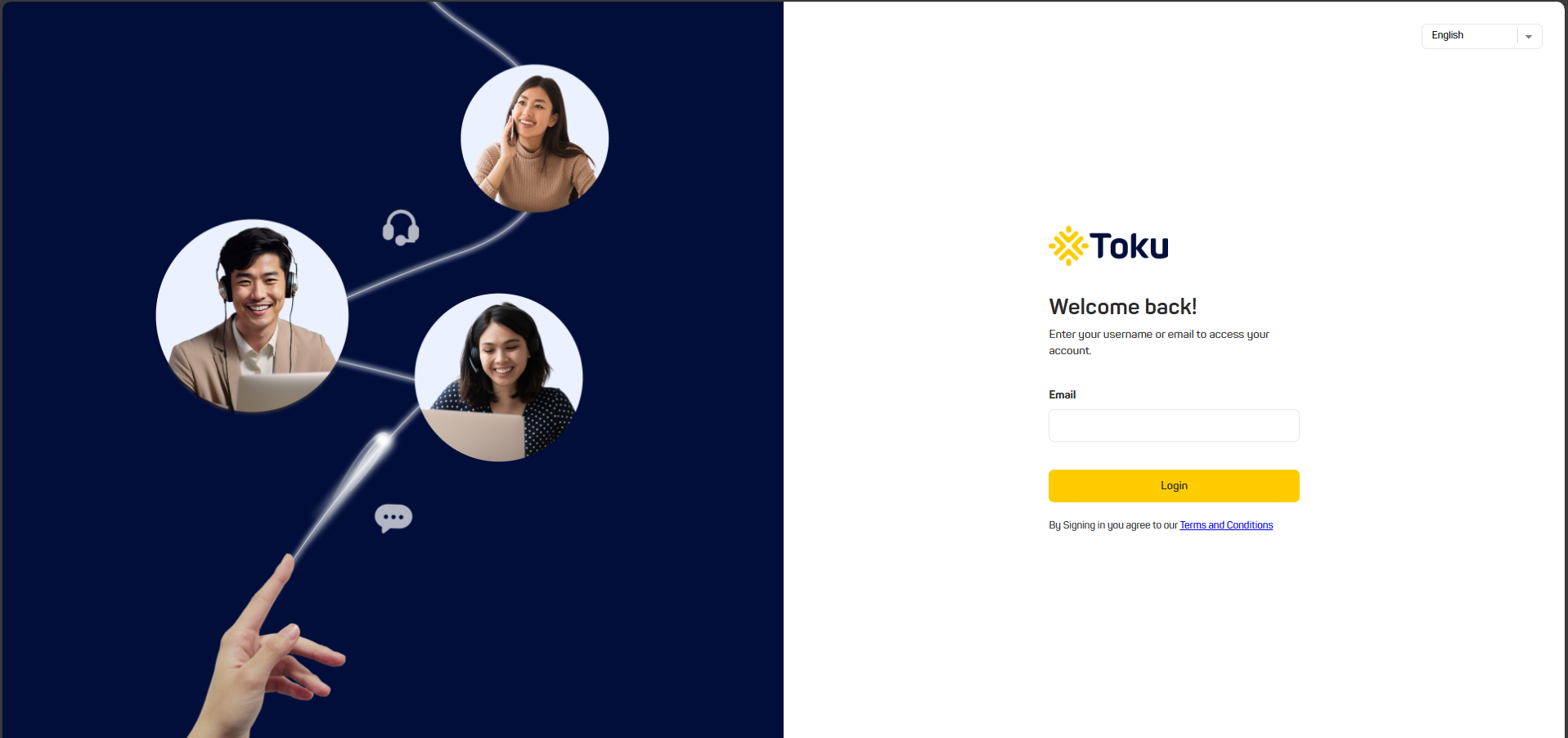 Login Page – Toku